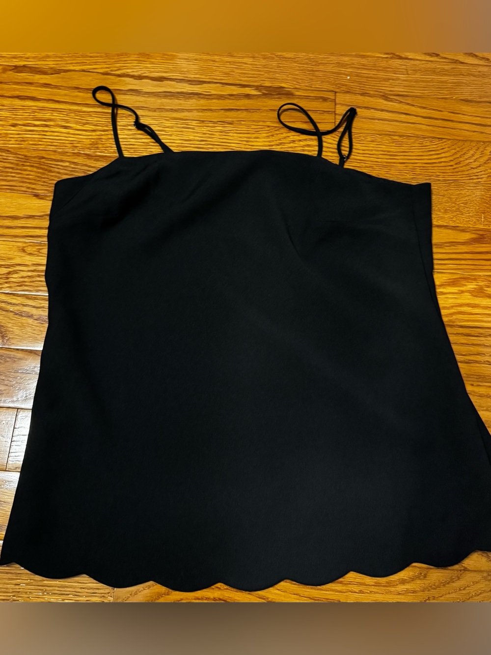 J. Crew Black Scalloped-Hem shell